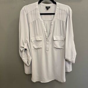 Torrid Harper Georgette Pullover 3/4 Sleeve Blouse Light Gray 3x